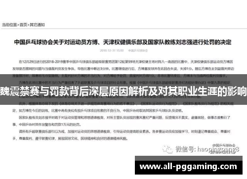 魏震禁赛与罚款背后深层原因解析及对其职业生涯的影响